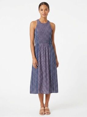 Elegant Blue Patterned Women's Dress